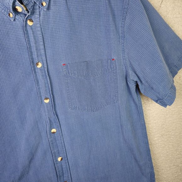 Wrangler Hero Blue Windowpane Short Sleeve Button Down Shirt Men’s Medium - Picture 6 of 8